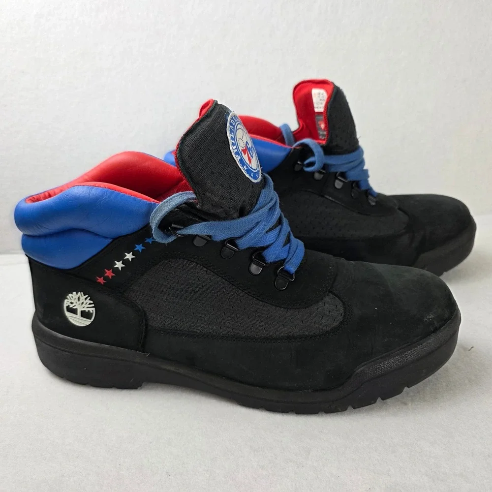 Timberland Philadelphia 76ers NBA Boots Black Blue Red Nubuck Mens TB0A2255